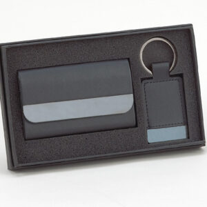 Engraved card case and keychain gift set